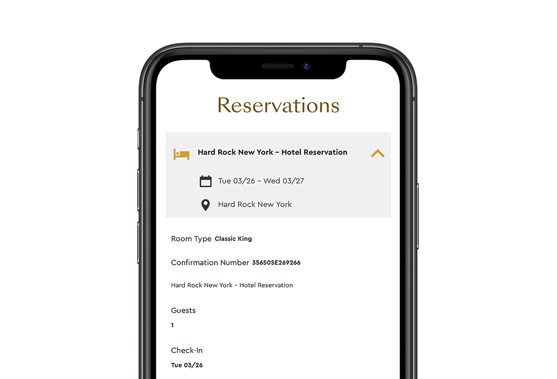 Unity by Hard Rock mobile app reservations